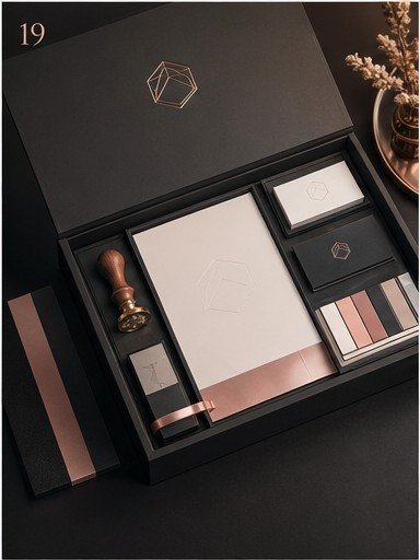 Corporate identity delivery box with brand assets